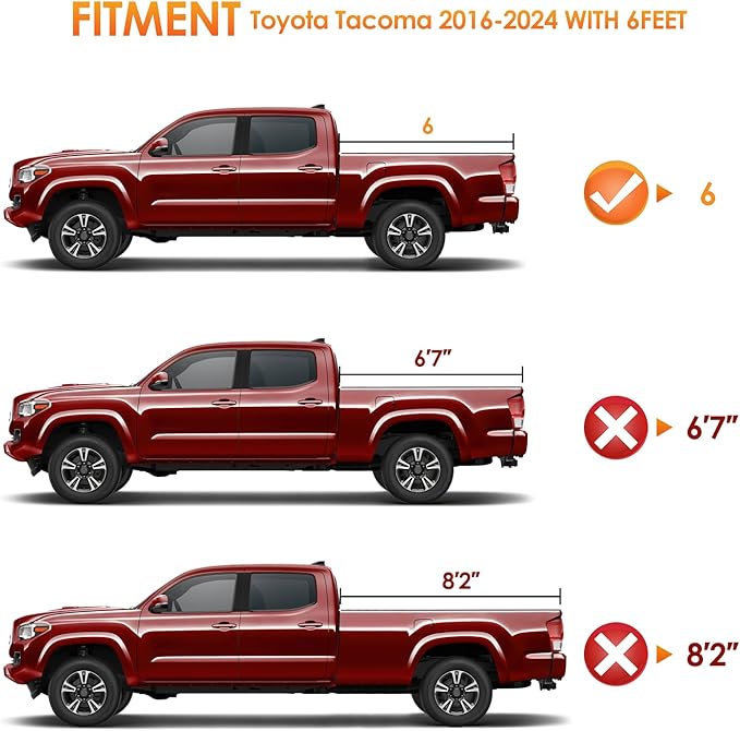 Nilight Soft Roll Up Truck Bed Tonneau Cover Compatible with Toyota Tacoma 2016 2017 2018 2019 2020 2021 2022 2023 6ft