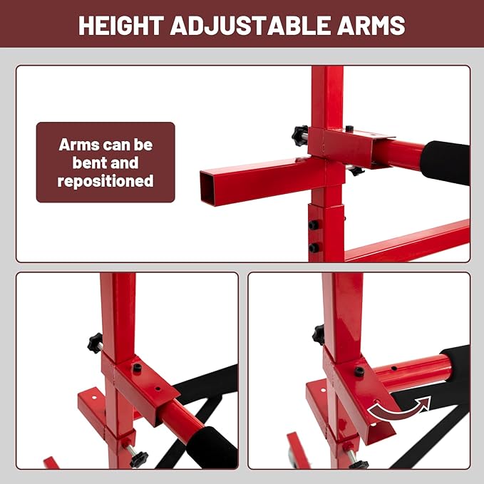 Mobile Bumper Storage Rack, 8 Pairs of Arms Double Sided Bumper Stand with Lockable Wheels, Heavy Duty Utility Bumper Storage Dolly Length Adjustable for Automobile Parts Accessories, Red