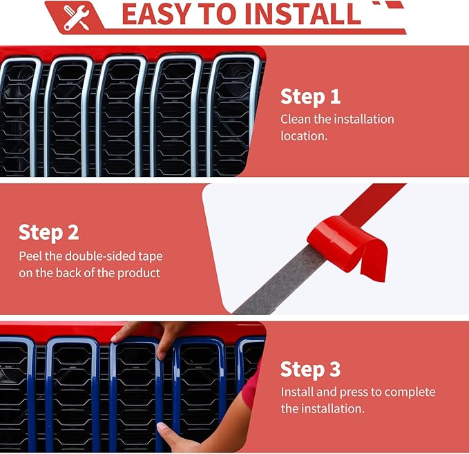 Front Grill Inserts Front Headlight Cover Kit fit for Jeep Wrangler JL JLU Gladiator JT 2024+ Exterior Accessories,Blue