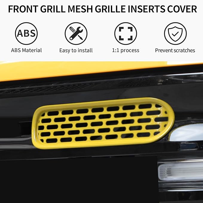 Front Grill Mesh Grille Inserts Cover Frame Trims Kit 6Pcs Fit for Ford Bronco 2021-2025+ 2/4 Door Exterior Accessories (Yellow)