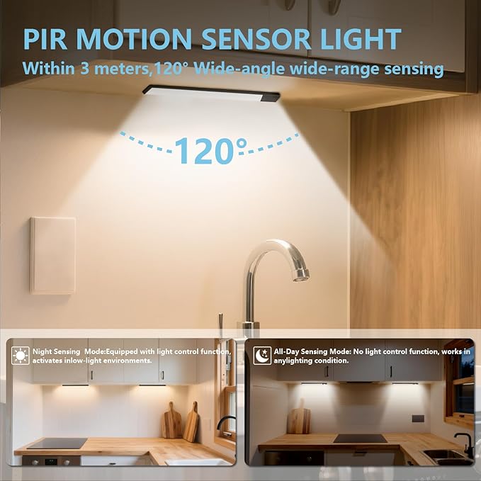 2 Pack Motion Activated RV Step Lights, USB Rechargeable 72 LED Rv Light Camping Camper Lights Adjustable 3 Colours for Motorhome Travel,Travel Trailers, Camper (Black)