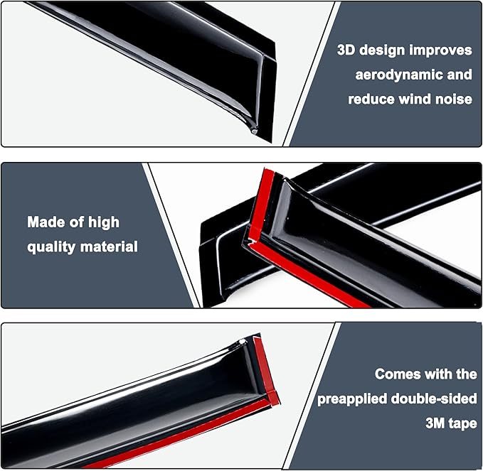 AUXKO Window Rain Guards for Mazda CX-50 2026 2025 2024 2023, Tape-On Shatterproof Sun Smoke Vent Visors Accessories - Outside Easy Install Side Window Wind Deflectors & Visors Black