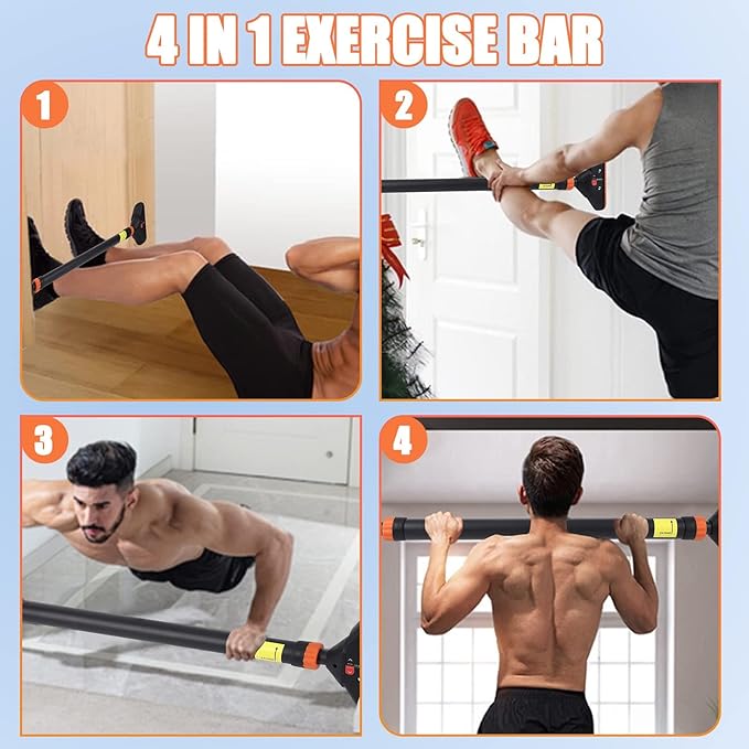 Pull Up Bar for Doorway, Strength Training Chin Up Bar with Level Meter and Adjustable Width for Home Gym,No Screws Required, Weight Capacity 440 LBS