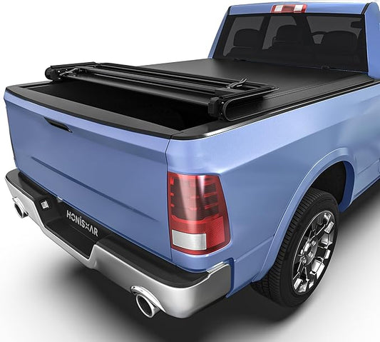 Soft Quad-fold Tonneau Cover Fit for Dodge Ram 1500 2009-2025 (Incl. Classic & New), Fleetside 5.7 Ft Bed (Without Ram Box)
