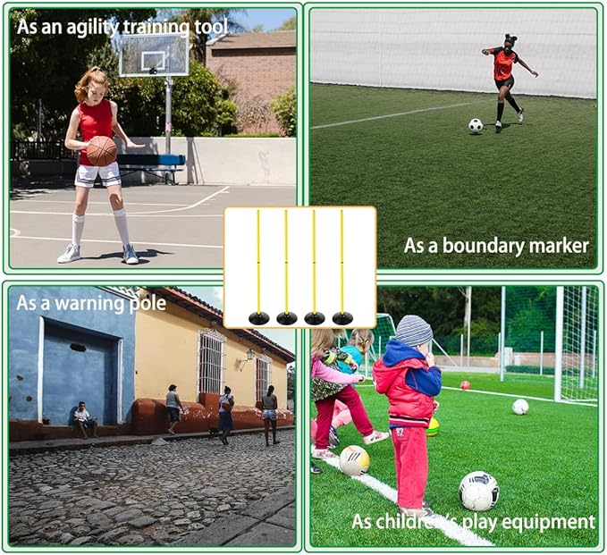 Soccer Agility Poles Set Detachable Sports Trainning Speed Pole Slalom Poles with Rubber Base Sport Traning Equipment