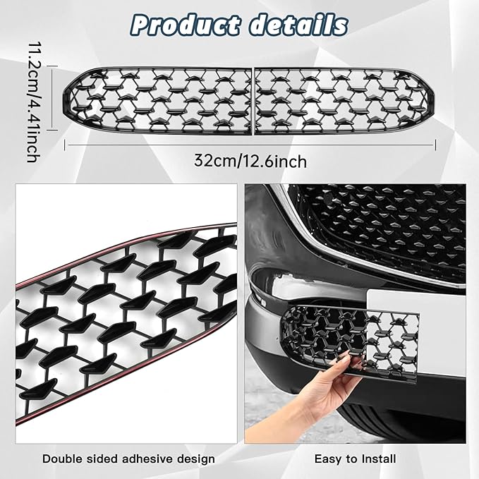 RUIYA CX30 Front Grill Mesh Inserts Trims for Mazda CX30 Accessories 2PCS Front Grille Guard Compatible with 2020 2021 2022 2023 2024 2025 Mazda CX30(320MM for CX30 Preferred Grilles)