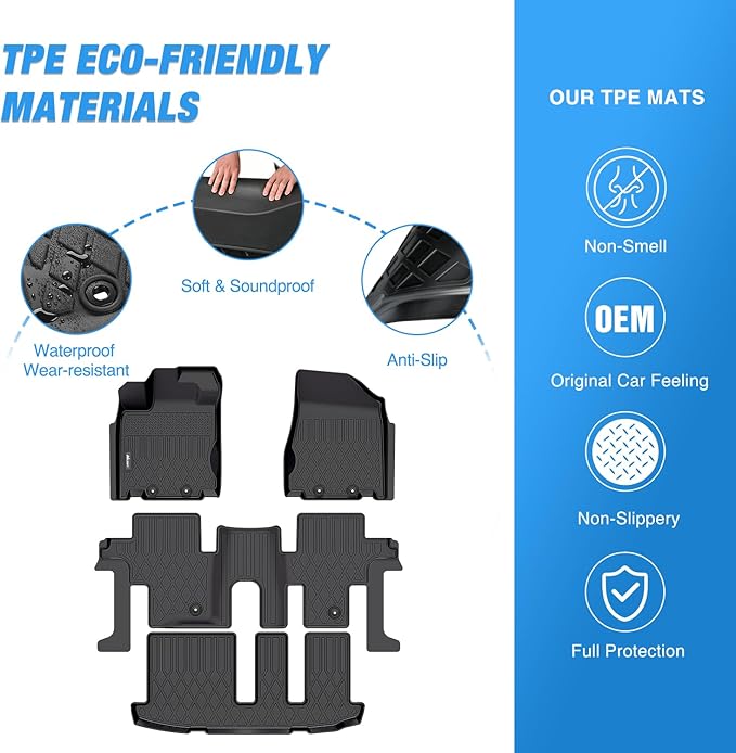 Nilight TPE Floor Mats for Nissan Pathfinder 2013 2014 2015 2016 2017 2018 2019 2020,2013 Infiniti JX3,2014-2020 Infiniti QX60,All Weather Custom Fit Heavy Duty Floor Liners