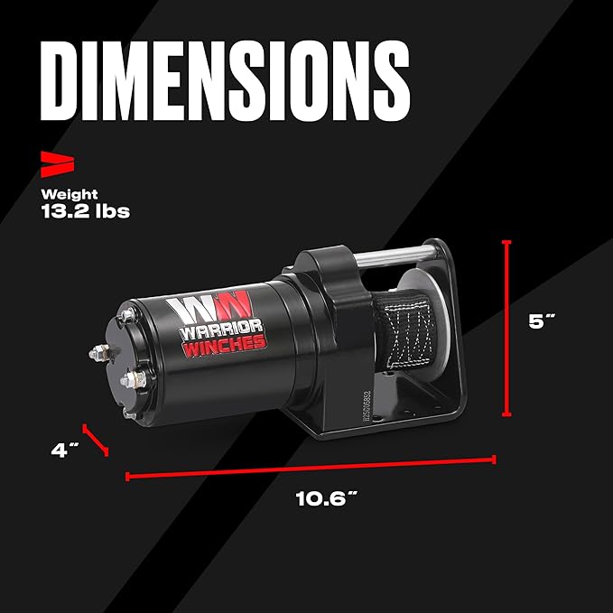 Warrior Winches 12V Electric Snow Plow Winch, 600 lbs Line Pull, Automatic Brake, Weather-Resistant, Heavy Duty Portable Mounted ATV UTV Truck Car Trailer & Accessories for Winter Season, Snow Removal