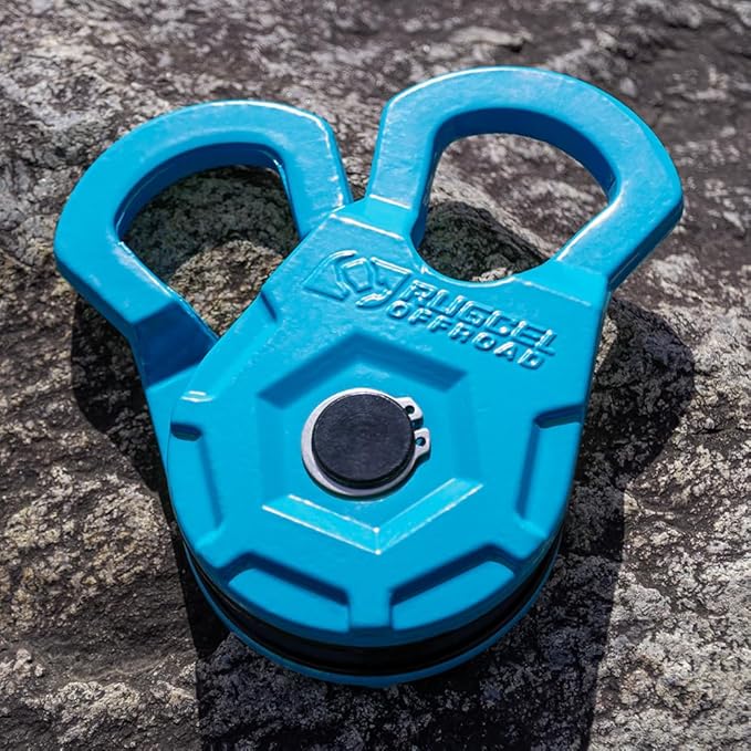 RUGCEL WINCH Snatch Block 12T, Heavy Duty Recovery Winch Pulley Compatible with Synthetic Rope & Steel Cable,E-Coated Blue Finish, for Truck, Tractor, ATV & UTV (12T-Blue)