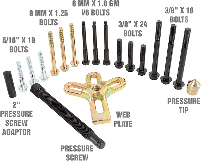 OEMTOOLS 37187 Harmonic Balancer Puller Kit - Heat-Treated Steel Puller Yoke for Gear, Steering Wheel, & Crankshaft Pulley