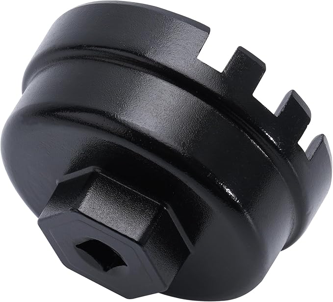 64mm 14 Flutes/6 Slots Oil Filter Cap Wrench Removal Tool Socket Compatible with Toyota, Lexus, Prius, and Scion Vehicles Equipped with 1.8L 4-Cylinder engines, Black Heavy-Duty Aluminum