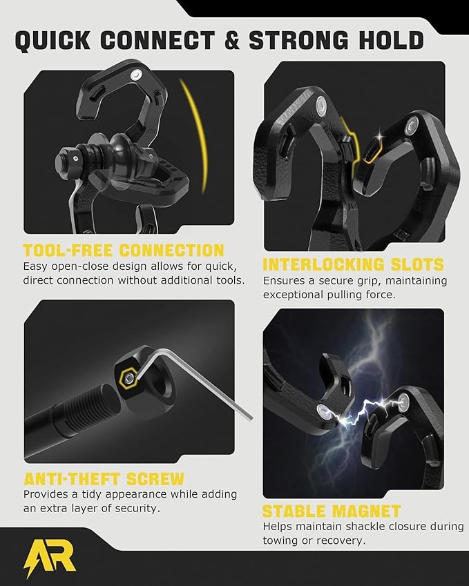 Snatch Block Separate Shackle, 3/4" D Ring Shackle with Pulley, 57320lbs Break Strength, Towing Winch Snatch Block for Off Road Vehicle Recovery, Black Black 1-Pack