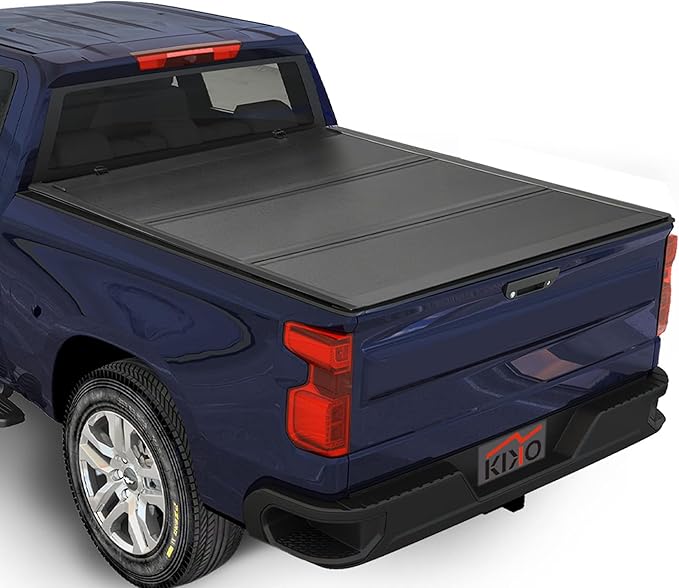 Kikito HTL Truck Bed Tonneau Cover Compatible with 2015-2022 Chevy Colorado/GMC Canyon, 6.2 ft (74in) w/Track System Low-Profile Style FRP Hard Folding No-Drill 100% Bed Access