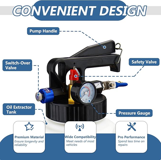 10L Pneumatic Fluid Extractor Dispenser Set Transmission Fluid Pump with 15pcs ATF Adapters ATF Refill Tool Kit Automotive Pneumatic Oil Extractor