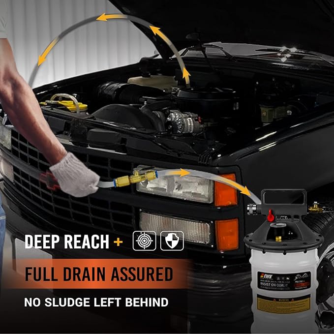 EWK 13.5L Heavy Duty Pneumatic Oil Extractor/Dispenser Pump, Fluid Vacuum Evacuator with Reinforced Tank, Oil Change Pump for Automotive Large Engines