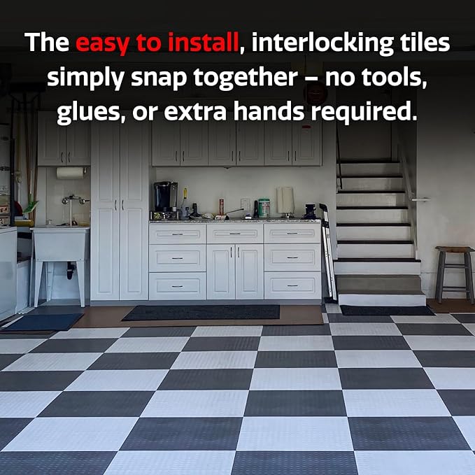 Big Floors GarageDeck Coin Pattern, Durable Copolymer Interlocking Modular Non-Slip Garage Flooring Tile (Graphite, 24 Pack of 12 x 12" Tiles)