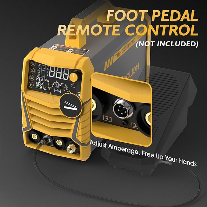 TOOLIOM 220A Cold TIG Welder with DC Pulse, 7 In 1 Cold Spot Lift TIG/Stick Welder with IGBT Inverter, 110&220V Welding Machine with Large Digital Display 2T/4T/4T PRT Mode TIG Welding Equipment