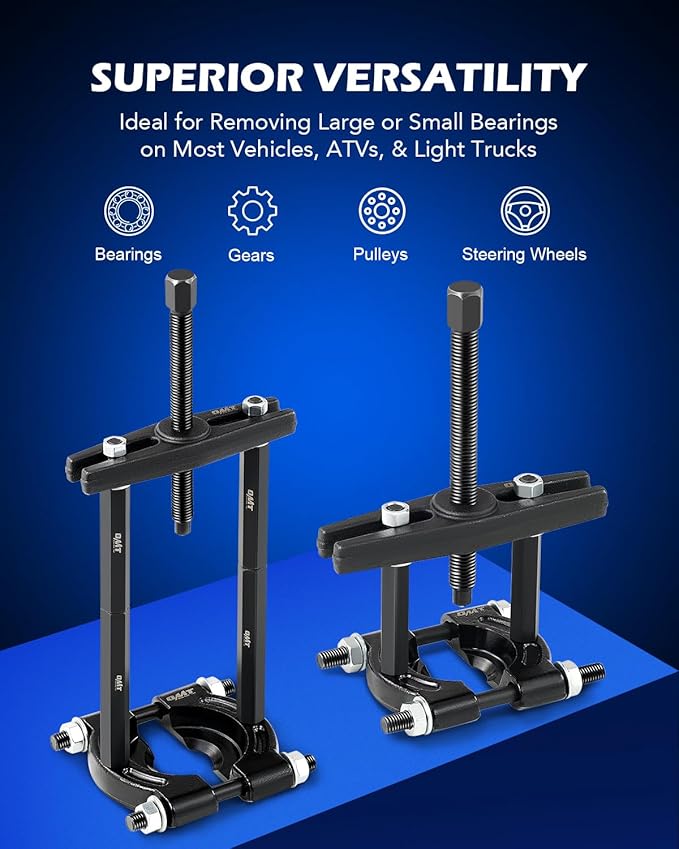 Bearing Puller Set, 5 Ton Capacity Bearing Separator, Pinion Wheel Bearing Removal Kit with 2" and 3" Jaws, Wheel Hub Axle Puller Set, Heavy Duty Bearing Splitter Tool Kit with Blue Case
