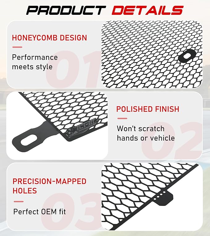 Black Aluminum C8 Front Radiator Guards Grille Fit for Corvette C8 Stingray Z51 Coupe Convertible/HTC 2020-2025 OEM Style 2PCS Front Outer Grill Guard Grille Vents Insert Mesh Set