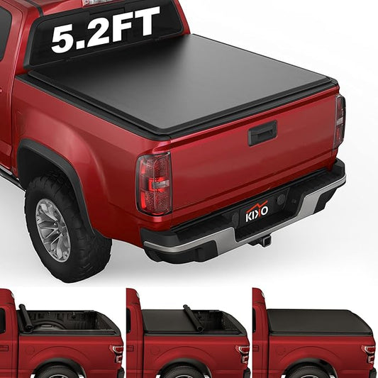 Kikito Professional FRP Soft Roll-Up Truck Bed Tonneau Cover for 2015-2025 Canyon & Colorado 5.2FT (62.7in) Bed