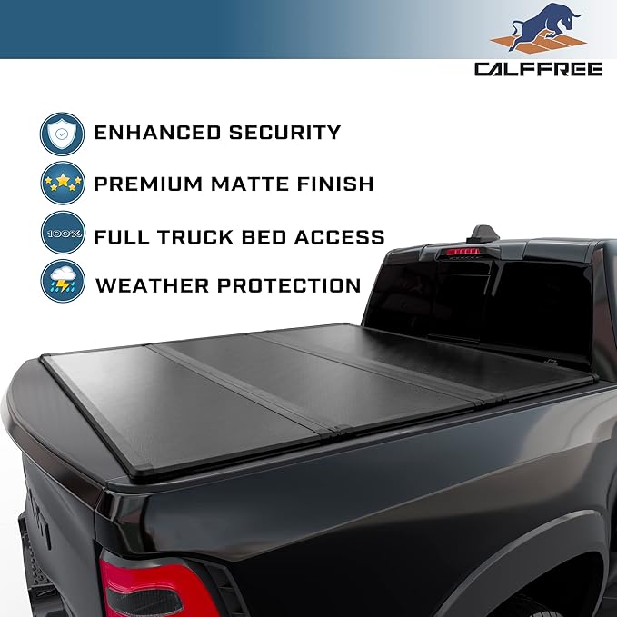 Hard Tri-Fold Truck Bed Tonneau Cover Compatible with 2009-2026 Dodge Ram 1500 & 2500 6.4ft Bed Without Ram Box (76.3")