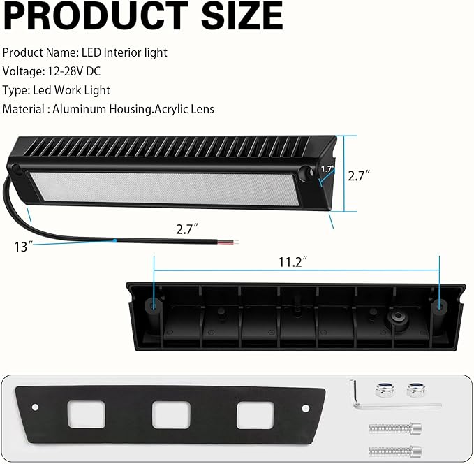13" Exterior LED Flood Lighting Fixture,12V LED RV Porch Light Aluminum Exterior Lights, 6000K Super Bright for RVs Trailers Camper Truck Porches Towing