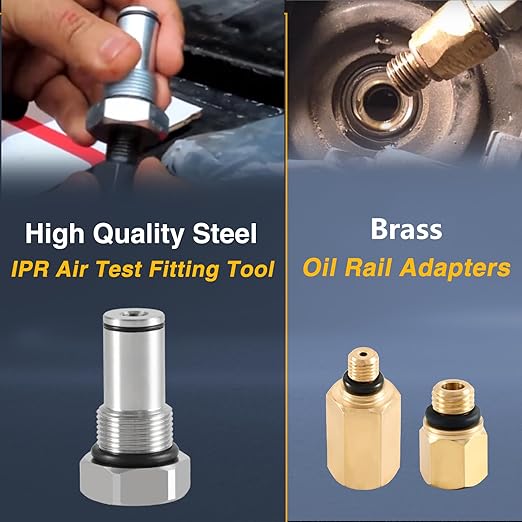 High Pressure Oil Pump Valve Air Test Fitting Tool Oil Rail Adapters Leak Test Kit and 6.0 IPR Valve Socket with Seal Kit Compatible with Ford 6.0L Powerstroke Diesel Engine Replace#: 3C3Z-9H529-A