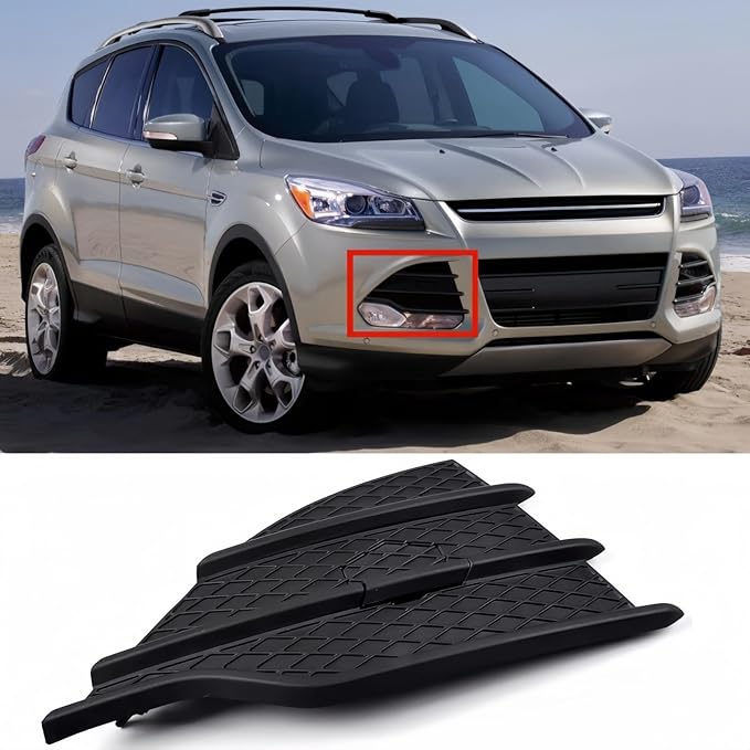 Front Bumper Fog Light Hole Cover Bumper Grille Insert For Ford Escape 2013 2014 2015 2016 Replaces FO1039124, CJ5Z-17E810-AA (Front Right)