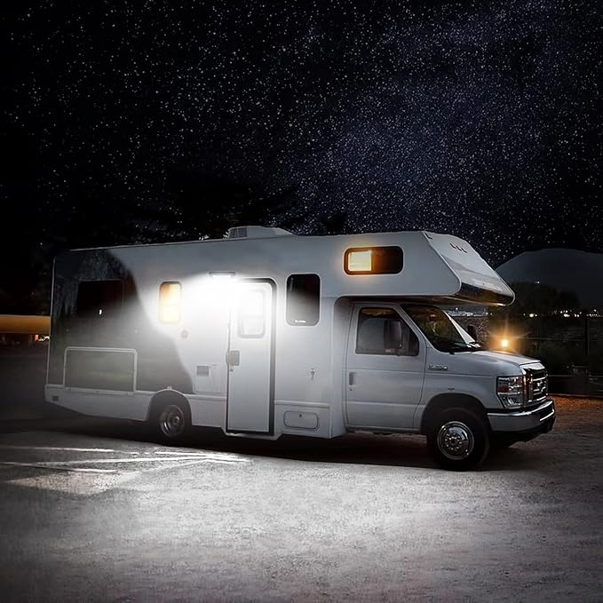 Flood beam Porch Light - LED 20W 2000LM Porch Utility Light - 12/24V DC - Curved Designed Wide Angle - Super Bright - Durable Design - Ideal for RV Trailer Truck Tractor (6000K Xenon White)