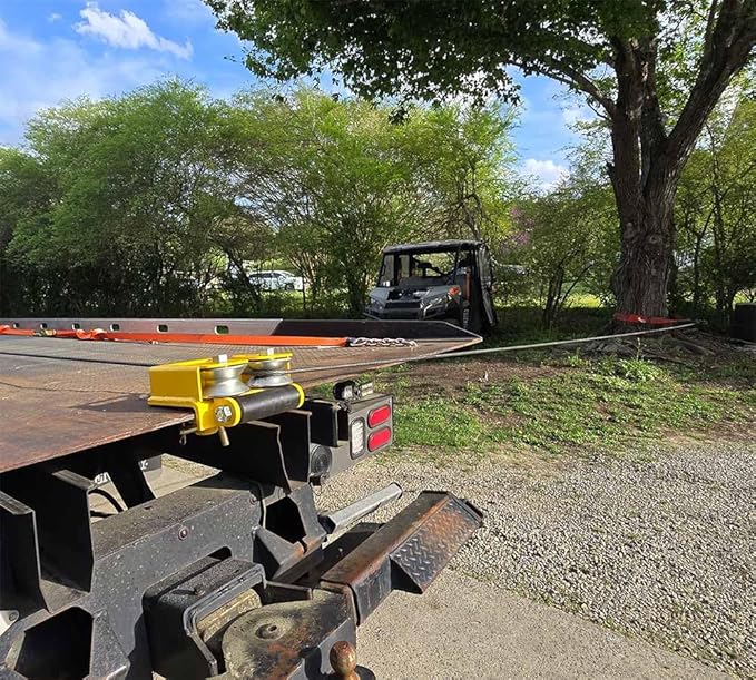 Mytee Products 1 Pack 3/8" x 75' Swaged Winch Cable Wire w/Self Locking Swivel Hook - 20,400 lbs Ultimate BS & 1 Pack Side Puller Recovery Tool for Vehicle Towing & Angled Winching - 9,000 lbs WLL