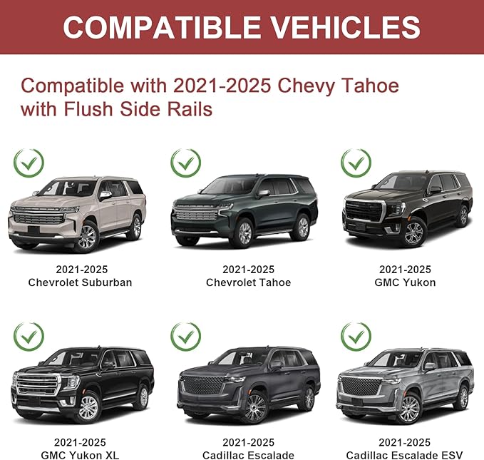 KINGGERI Lockable 330lbs Roof Rack Cross Bars Compatible with 2021 2022 2023 2024 2025 2026 Chevy Tahoe & Chevrolet Suburban & GMC Yukon XL & Cadillac Escalade ESV, Heavy Duty Rooftop Aluminum