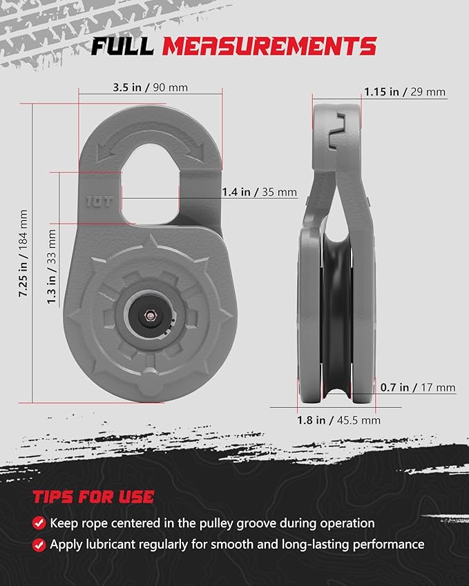 Towing Winch Snatch Block Hook, Separate Pulley Block, Tow Winch Hook, Multiple-Purpose G80 Heavy Duty Forged Winch Hook Snatch Block Pulley, 22Tons(46,051lbs) MBS, for Synthetic Rope, Gray