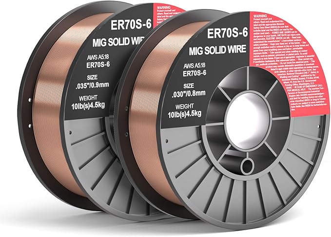 ER70S-6 .035-Inch on 10-Pound Spool Carbon Steel Mig Solid Strong ABS Plastic Spool Welding Wire (0.030-inch 10LB 2pk)