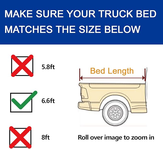 Lyon Cover 6.6ft / 79" Hard Tri-Fold Truck Bed Cover Compatible with 2007-2026 Chevy Silverado GMC Sierra 1500 & 2015-2019 2500HD 3500HD Tonneau Cover | Not for CarbonPro Bed