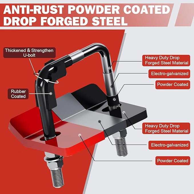 Hitch Stabilizer - Heavy Duty Anti-Rattle Stabilizer for 2" Hitch with Rubber Isolator. Ideal for Cargo Carrier, Bike Rack (Black & Red, 1 Pack)