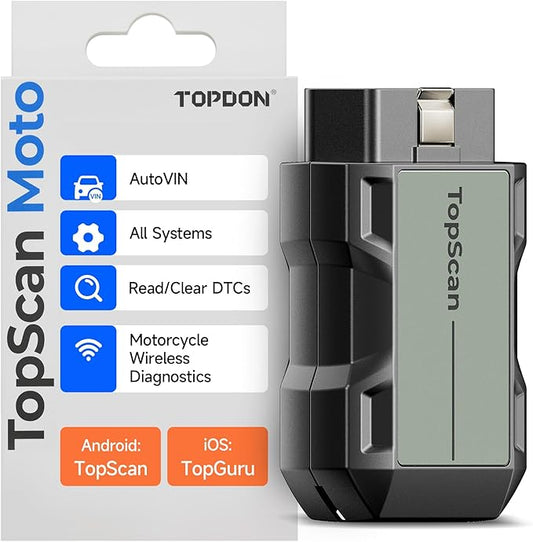 Motorcycle Scan Tool TOPDON TopScan Moto, All System Bidirectional Motorcycle Scanner for Harley, Duca ti, BMW & Japan Brands, Reset Services Motorcycle Diagnostic Scanner, AutoVIN Diagnostic Tool