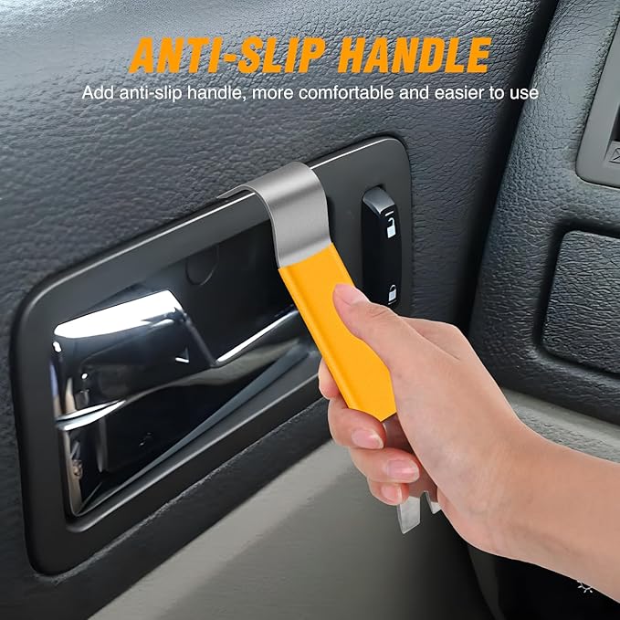 GOOACC 11PCS Trim Removal Tool Kit, Metal & Nylon Pry Tools Set for Car Door Panel, Dashboard, Audio, Clips, Fastener Remover w/Storage Box – Yellow