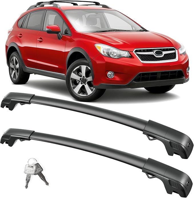 FengYu 300lb Lockable Roof Rack Cross Bars Compatible with 2013-2017 Subaru XV Crosstrek & 2012-2016 Impreza, Heavy Duty Aluminum Roof Rails Crossbars Cargo Bars Canoe Rooftop Black Carrier Luggage
