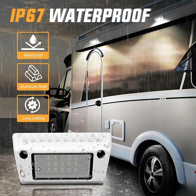 Nilight RV Exterior Light 2PCS 5 Inch Porch Lights Flood Beam 12V 24V LED Scene Cargo Lighting White Aluminum Housing for RVs Trailers Travel Campers 5th Wheels Motorhome SUV Truck