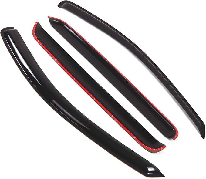 Tuningpros WD2-257 Dark Smoke 4 Pcs Set Window Visor (Outside Mount) Deflector Rain Guard Compatible with 2007-2012 Hyundai Santa Fe