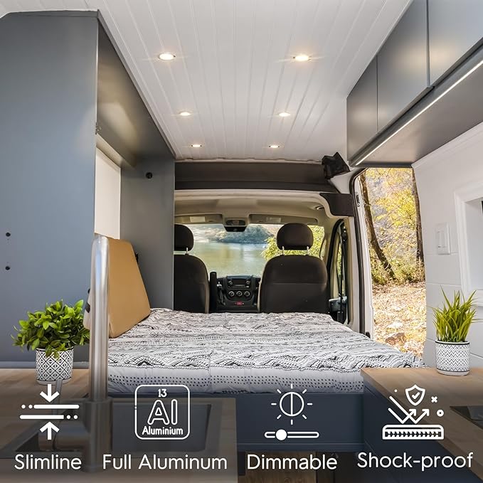 acegoo RV Recessed Ceiling Light 2-3/4” Full Aluminum 12V Dimmable LED Puck Light for Campervan Truck Caravan Boat Roof Under Cabinet Lighting, Flush Mount Cutout 2-1/4" (Sliver,Warm White) 4 Pack