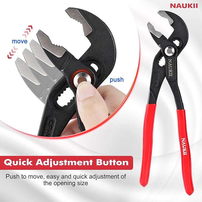 3piece Water Pump Pliers Set 8/10/12 inch Groove Joint Pliers Set Non-Slip Grip Precision Clamping Plumbing Lock Plier for Repairs Quick Release Adjustable Plier Set