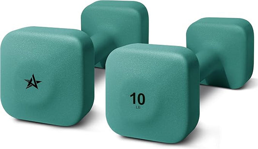 Yes4All Square Neoprene Dumbbell Set for Women/Men, Workout Hand Weight Dumbbells Set of 2, 2lb - 20lb with 4 Colors, Anti-Roll, Anti-Slip Exercise Dumbbells Weights for Home Gym,