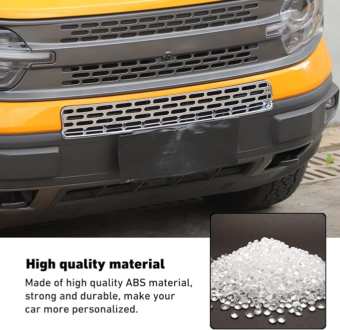 Linskip Mesh Grille Insert Compatible with Ford Bronco Sport 2021 2022 2023 2024, Front Grille Guard Cover for Bronco Sport Exterior Accessories(Chrome)