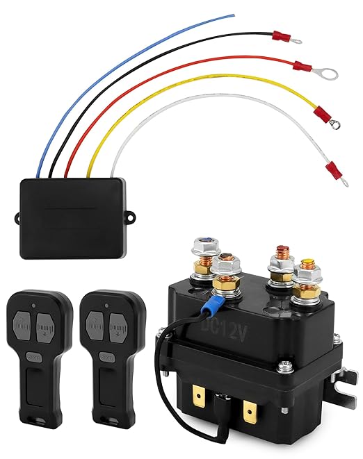 QWORK Wireless Winch Remote Control Kit, 12V 250A Winch Solenoid Relay Contactor + 12V Wireless Winchs Remote, for Truck ATV SUV 63070 62135 74900 70715