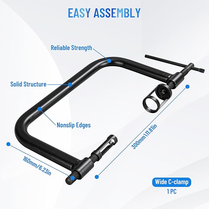 Valve Spring Compressor | 10 Piece Spring Clamp Tool Kit with C Clamp, Collet Pusher Adapters, Extension Rods, and Lever for Car, Motorcycle, ATV, and Small Engine Repairs (Blue)