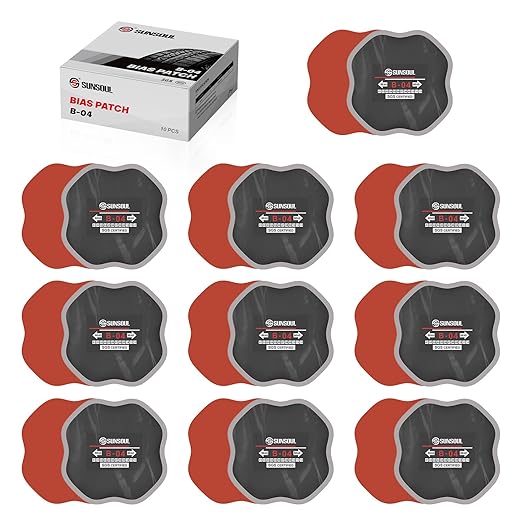 SUNSOUL 10Pcs Bias Tire Patch 5.32" x 5.32", Heavy Duty Round Tire Repair Patches for Car Truck Tractor Agricultural Vehicles
