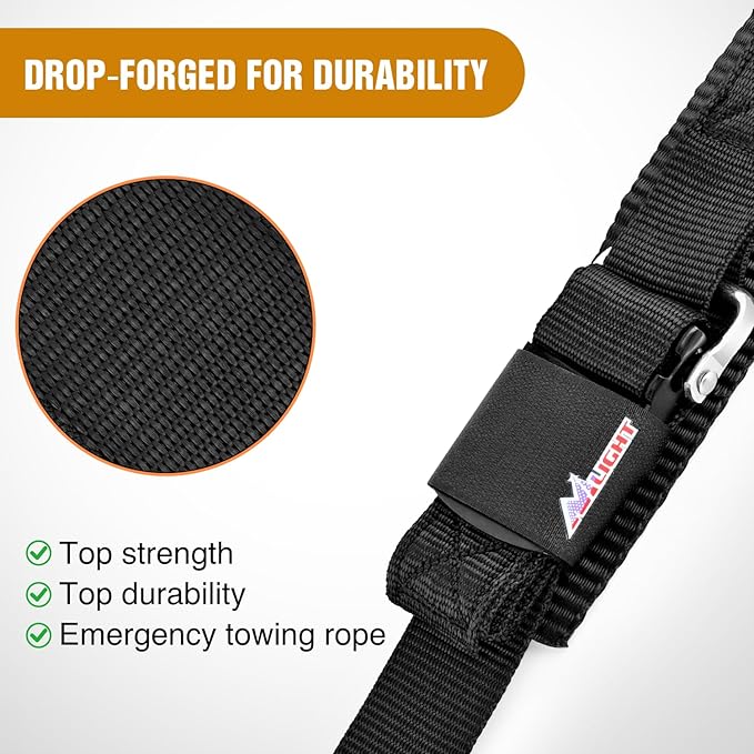 Nilight Tie Down Kits 2 PCS Heavy Duty 2 Inch x 48 Inch Adjustable Boat Trailer Straps 1500 LBS Max Break Strength for Trailering Safety with Boat Jet Ski Kayak Secure Black