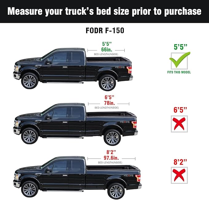 Tutel Low Profile Hard Shell Folding Truck Bed Tonneau Cover|Fits 2015-2026 Ford F-150 5'5" Bed (66") - TTLTMLPT016