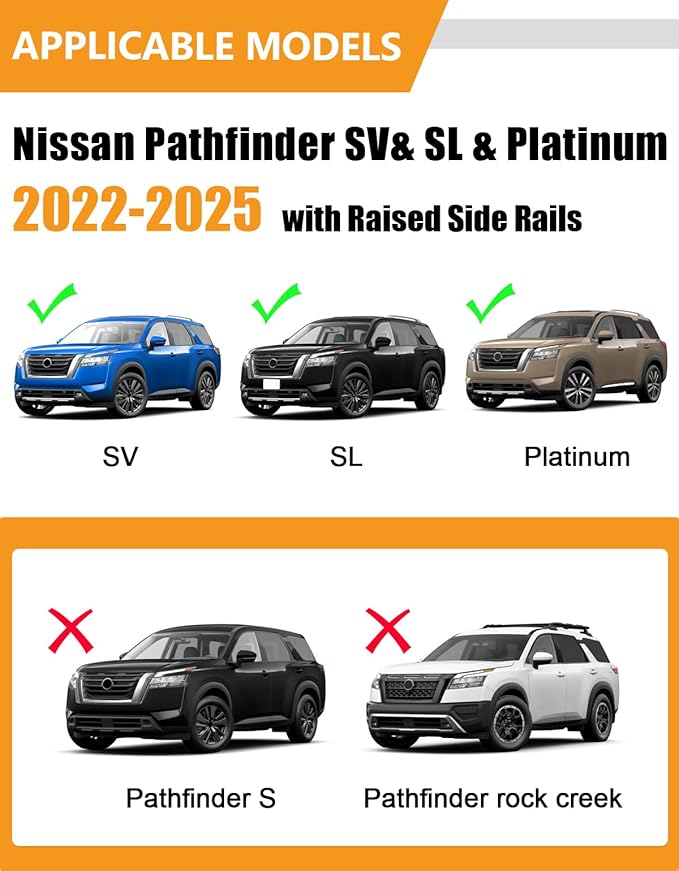 KINGGERI 300lbs Lockable Roof Rack Cross Bars Compatible with Nissan Pathfinder 2022 2023 2024 2025 SV SL Platinum with Raised Side Rails, Heavy Duty Aluminum Roof Rails Crossbars Luggage Accessories